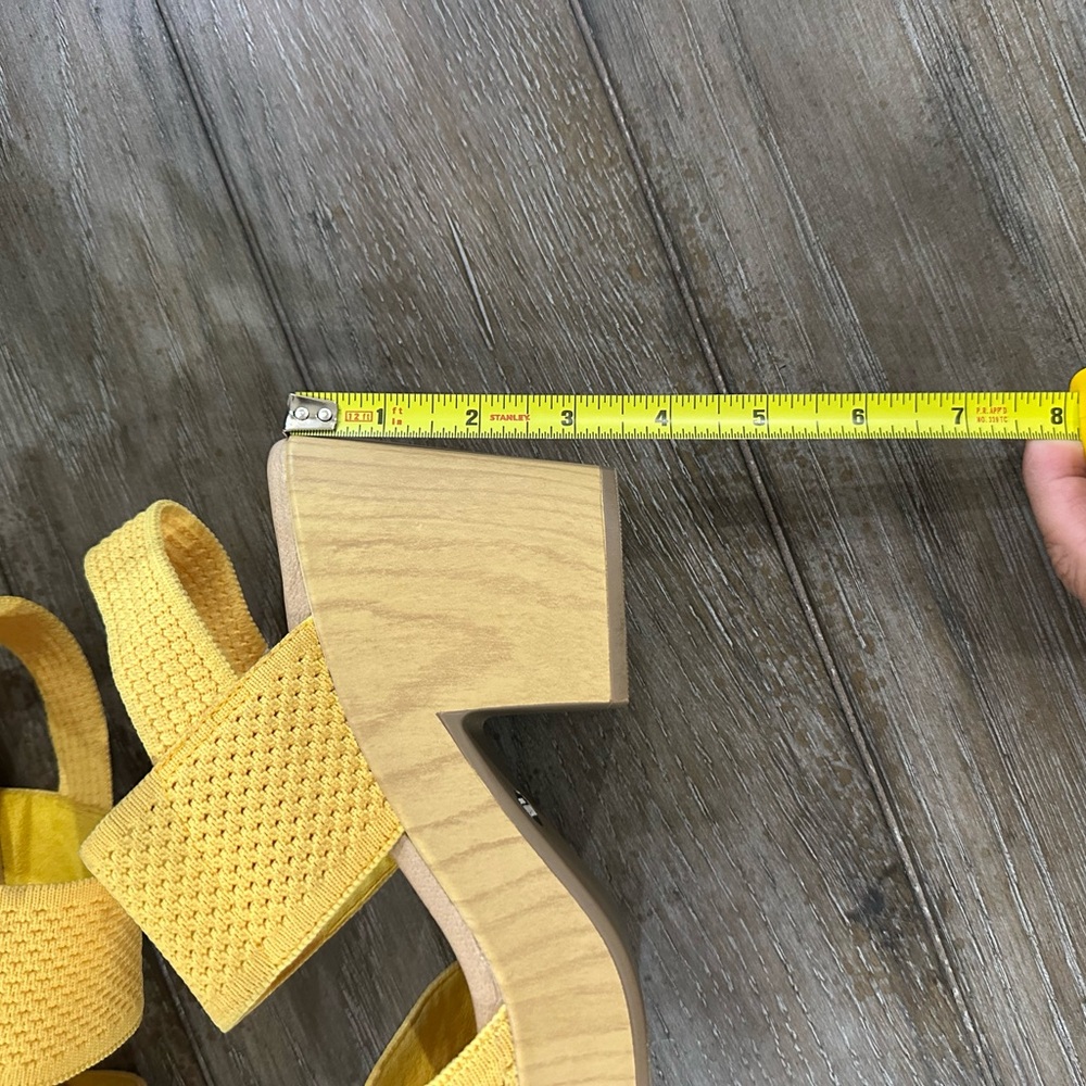 Dr. Scholls Stitch Fix Yellow Chunky Heel Platform Sandals - Picture 8 of 13